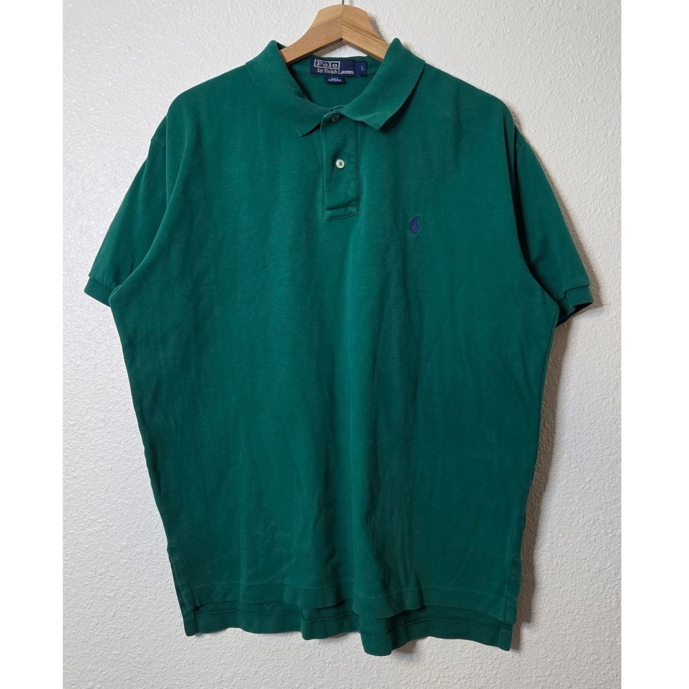 Polo Ralph Lauren Green Cotton Polo Shirt Men's Large Preppy Old Money